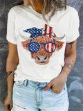 American Flag Cow Yak T-shirt Aosig