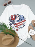 American Flag Eagles Print Short Sleeve T-shirt Aosig