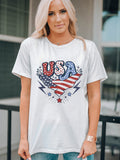 American Flag Eagles Print Short Sleeve T-shirt Aosig