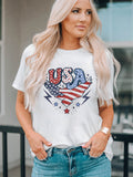 American Flag Eagles Print Short Sleeve T-shirt Aosig