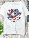 American Flag Eagles Print Short Sleeve T-shirt Aosig