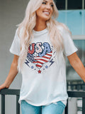 American Flag Eagles Print Short Sleeve T-shirt Aosig