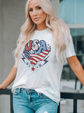 American Flag Eagles Print Short Sleeve T-shirt Aosig