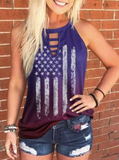 American Flag Gradient Hollow Out Tank Aosig