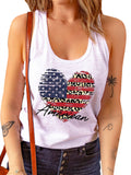 American Flag Heart Leopard Patchwork Patriotic Vest Aosig