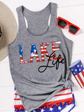 American Flag Lake Life Racerback Tank Aosig