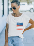 American Flag Pocket Cold Shoulder Top Aosig