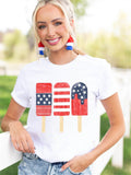 American Flag Popsicle Short-sleeved T-shirt Aosig