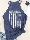 American Flag Print Backless Vest Aosig