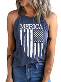 American Flag Print Backless Vest Aosig