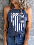 American Flag Print Backless Vest Aosig