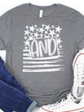 American Flag Print Crew Neck Graphic T-shirt Aosig