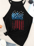 American Flag Print Crew Neck Vest Aosig