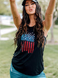 American Flag Print Crew Neck Vest Aosig