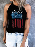 American Flag Print Crew Neck Vest Aosig