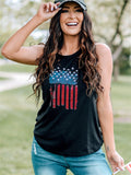 American Flag Print Crew Neck Vest Aosig