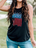 American Flag Print Crew Neck Vest Aosig