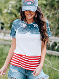 American Flag Print T-shirt Aosig