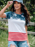 American Flag Print T-shirt Aosig