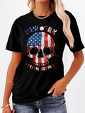 American Flag Skull Short Sleeve T-shirt Aosig