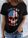 American Flag Skull Short Sleeve T-shirt Aosig