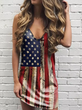 American Flag Sleeveless Mini Dress Aosig