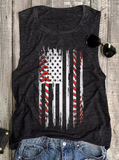 American Flag Star Baseball Casual Tank Aosig