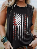 American Flag Star Baseball Casual Tank Aosig