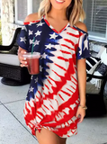 American Flag Star Cold Shoulder Mini Dress Aosig