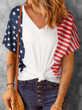 American Flag Star and Stripe V-Neck T-Shirt Aosig