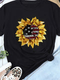 American Flag Sunflower T-shirt Aosig