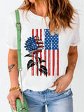 American Flag Sunflower T-shirt Aosig