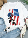 American Flag Sunflower T-shirt Aosig