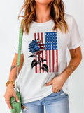 American Flag Sunflower T-shirt Aosig