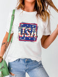 American Monogram Print Crew Neck T-shirt Aosig