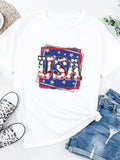 American Monogram Print Crew Neck T-shirt Aosig