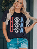 American Star Print Slim Round Neck T-shirt Aosig