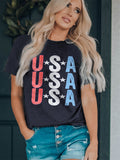 American Star Print Slim Round Neck T-shirt Aosig