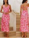 Bandage Backless Floral Dress Aosig