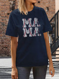 Baseball Mama Print Short Sleeve T-shirt Aosig