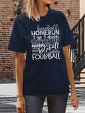 Baseball Mom Print Short Sleeve T-shirt Aosig