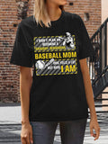 Baseball Mom Print Short Sleeve T-shirt Aosig