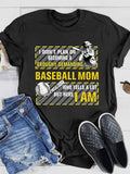 Baseball Mom Print Short Sleeve T-shirt Aosig