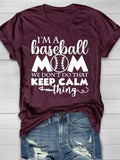 Baseball Mom Print Short Sleeve T-shirt Aosig