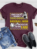 Baseball Mom Print Short Sleeve T-shirt Aosig