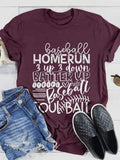 Baseball Mom Print Short Sleeve T-shirt Aosig