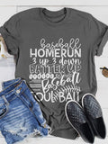 Baseball Mom Print Short Sleeve T-shirt Aosig