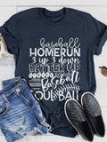 Baseball Mom Print Short Sleeve T-shirt Aosig