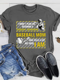 Baseball Mom Print Short Sleeve T-shirt Aosig