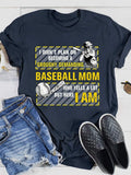 Baseball Mom Print Short Sleeve T-shirt Aosig